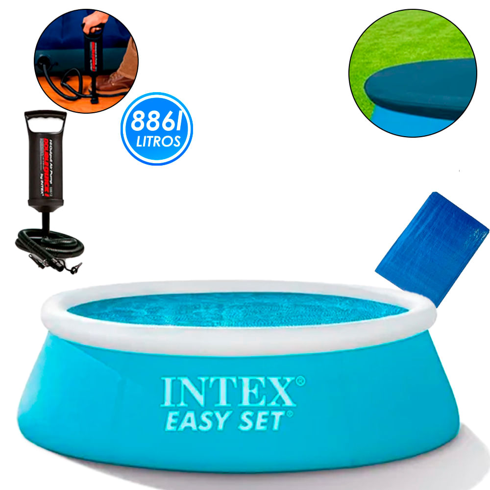 Piscina Inflável 886l Easy Set 28101 Intex Com Bomba + 2 Lonas