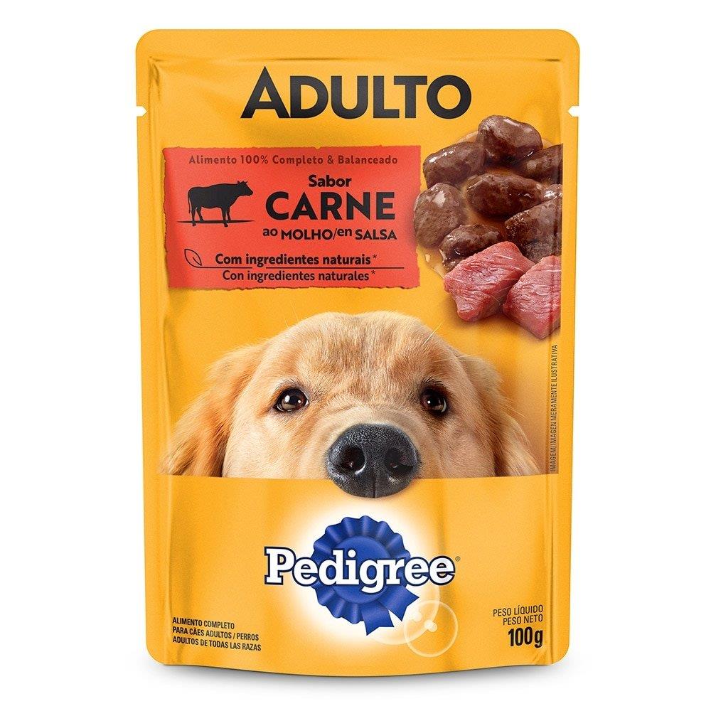 Ração Úmida Para Cachorro Pedigree Adulto Sachê Carne 100g - Embalagem Com 18 Unidades