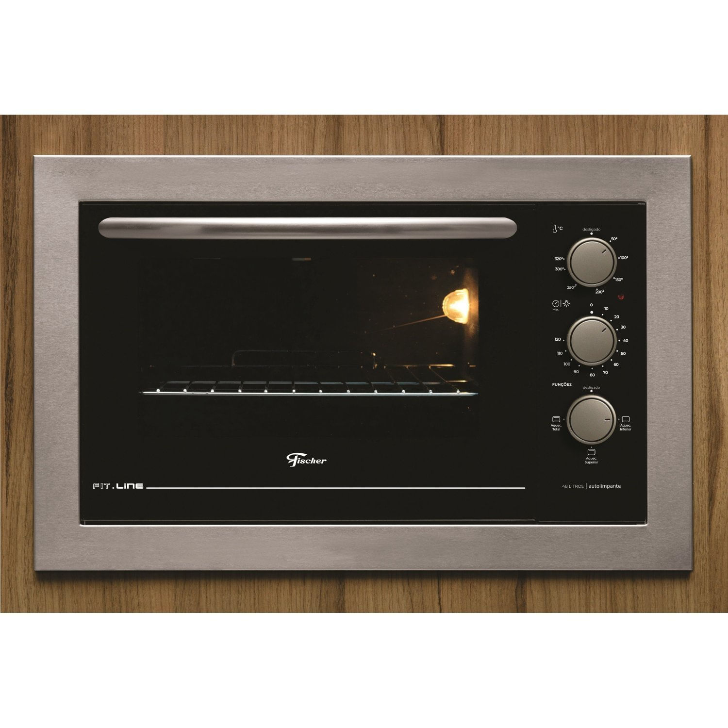 Forno Eletrico Fischer Fit Line Embutir 48l Frontal Inox 127v Inox