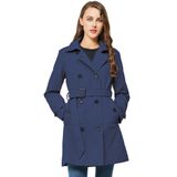 Casaco Impermeável Feminino Tratenby Longo Com Peito Duplo D92 Azul S