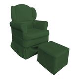 Poltrona De Amamentação Com Puff Serena Suede Verde - Pallazio
