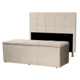 Kit Cabeceira E Calçadeira Baú King 1,95m Roma Suede Bege - Pallazio