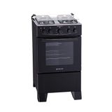 Fogão 4 Bocas Atlas Mônaco Plus com Mesa Inox e Acendimento Automático Preto Bivolt