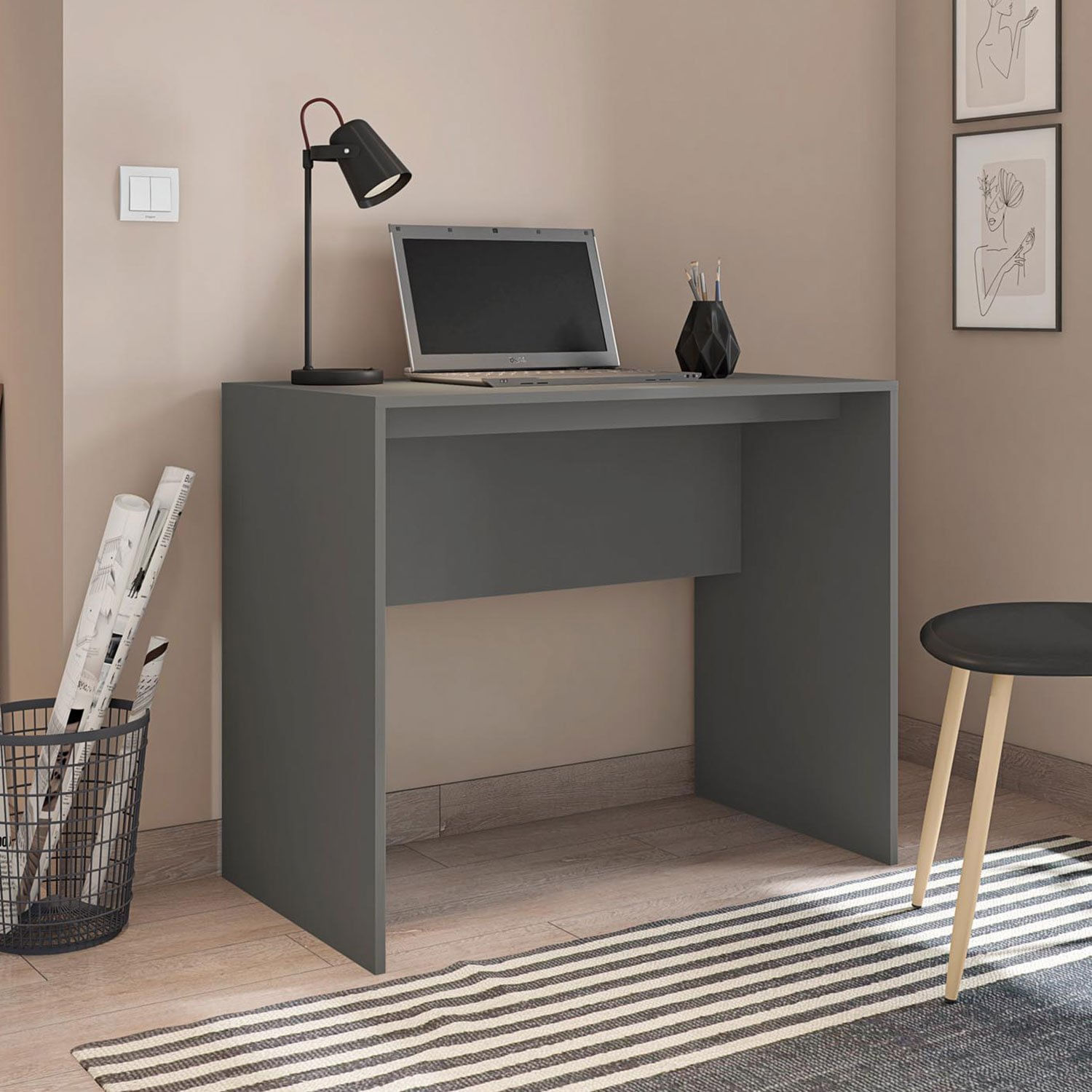 Escrivaninha 90cm Milan Caemmun Cinza