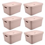 6x Caixa De Plástico 32l Organizadora Grande Ou 24,5x36x46cm