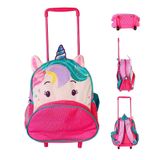 Mochila Escolar Infantil Rodinhas Unicórnio Roxo Diversão