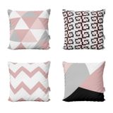 Capas Almofadas Geométricas Rosa e Preto Para Sofá 40x40