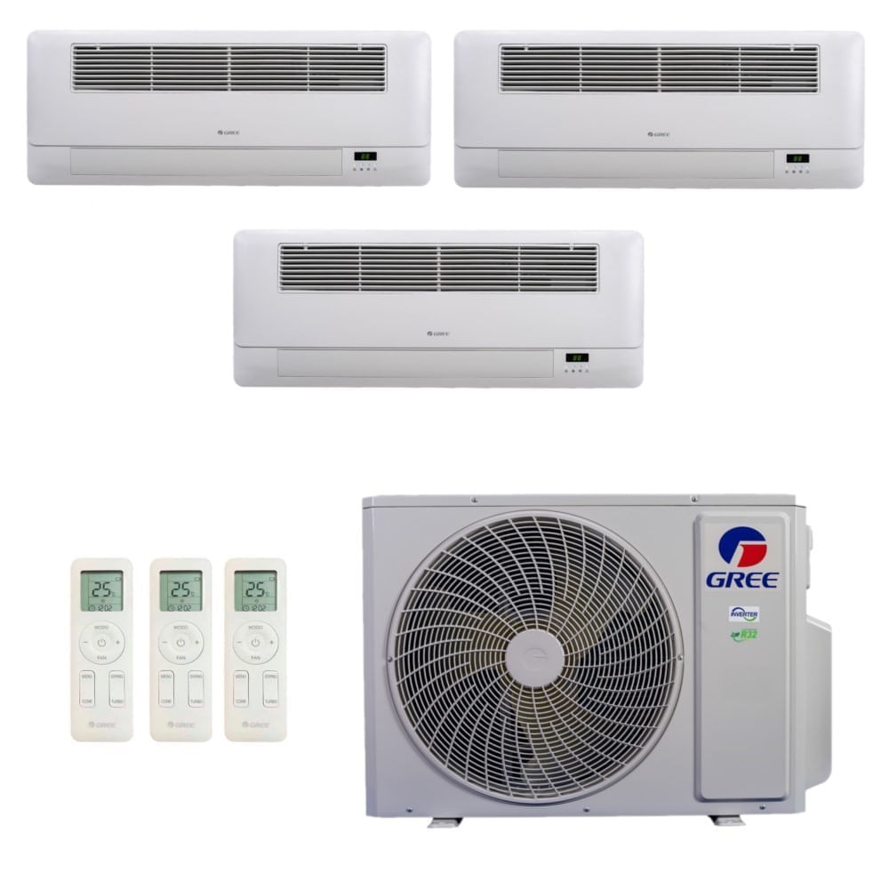 Ar-condicionado Multi Split Inverter R-32 Gree 30.000 (1x Evap Cassete 1 Via 9.000 + 2x Evap Cassete 1 Via 18.000) Quente/frio 220v