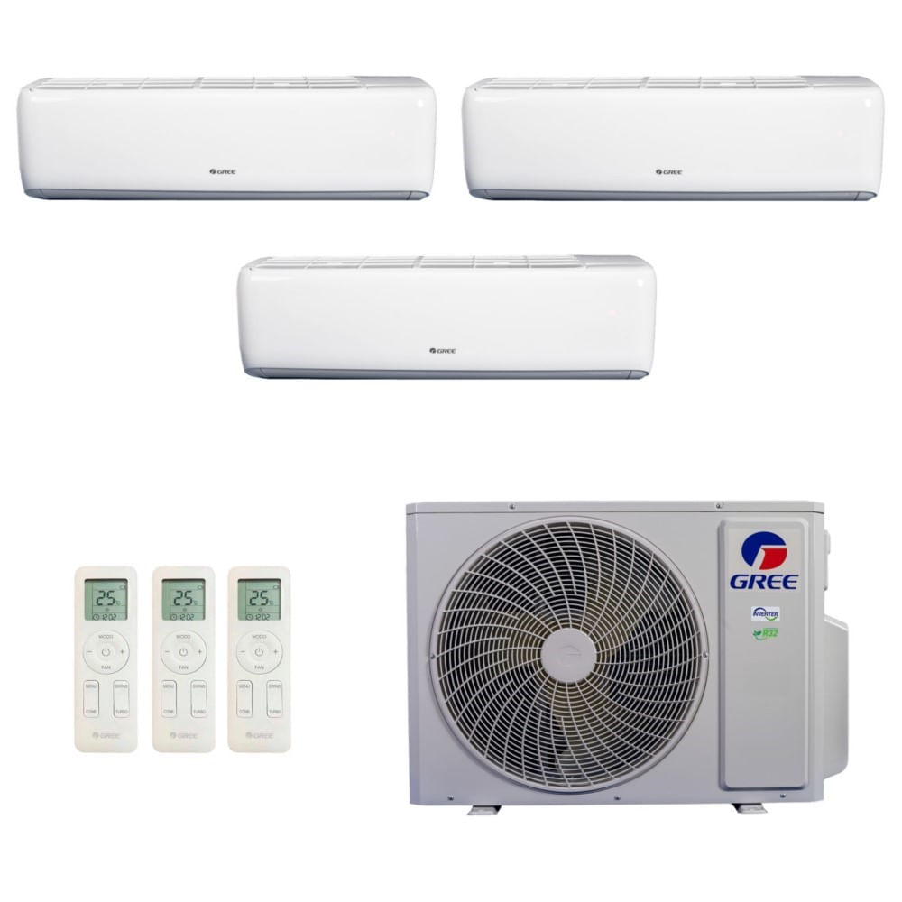 Ar-condicionado Multi Split Inverter R-32 Gree 24.000 (3x Evap Hw 9.000) Quente/frio 220v