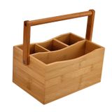 Organizador De Bambu Para Talheres Utensílios 4 Divisórias
