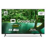 Tv Philips 55 Polegadas 55pug7408/78 4k Google Tv Wifi 5g Com Voz Bluetooth Dolby Atmos Preto Bivolt