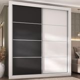 Guarda-roupas Casal 2 Portas De Correr 4 Gavetas Alasca Multimóveis Mp4265 Branco/preto Branco/preto