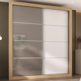Guarda-roupas Casal 2 Portas De Correr 4 Gavetas Dallas Multimóveis Mp4270 Branco/lacca Fumê Branco/lacca Fumê