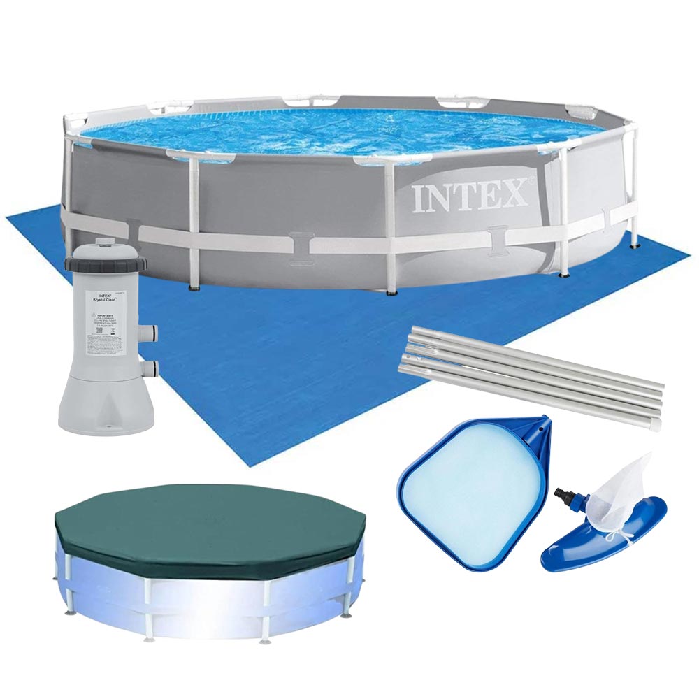 Piscina Estrutural 6.503 Litros Armação Prism + Capa + Filtro + Forro + Kit Limpeza- Intex