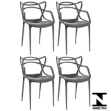 Kit 4 Cadeiras Design Jantar Cozinha Masters Allegra Cinza Grafite