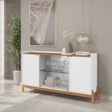 Buffet Aparador 170cm 4 Portas Bari Branco/cedro
