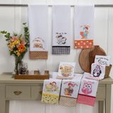 Pano De Prato Bordado Patchwork Mãe 100% Algodão 48x68 -4 Pç