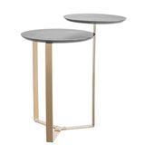 Mesa Lateral 02 Tampos Chanfrada Pe Metal Dourado Nero Artesano