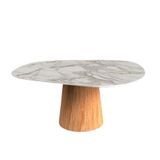 Mesa De Jantar Cone Orgânica Redonda 160x164 Cm Base Freijó Tampo Mármore
