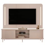 Painel Para Tv 75 Pol E Rack Bancada Ripado 218cm World D04 Off White - Mpozenato