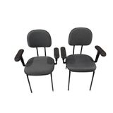 Kit 2 Cadeira Palito Braço Regulável Recepção Sala Espera
