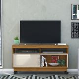 Rack para TV até 50 Polegadas 1 Porta e Rodízios Artur Madetec Naturale/Off White