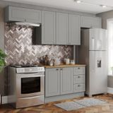 Cozinha Completa 4 Peças 100% Mdf Com Tampo Americana Cinza/nature