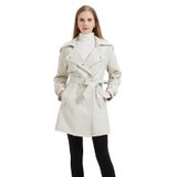 Casaco Feminino Gran Oriente, Sobretudo De Couro Sintético, Branco, Gg