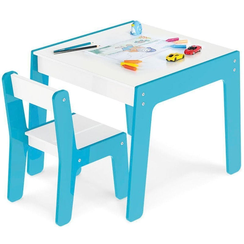 Brinquedo Conjunto Mesa E Cadeira Infantil Azul - 991