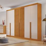 1-3 Guarda-roupa Casal Ripado 6 Portas 6 Gavetas - Siena-naturale-off White - Bianchi Móveis
