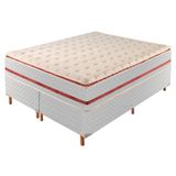 Box Queen 42x158x198cm com Colchão Queen Molas Ensacadas 32x158x198cm Mônaco Rustico Branco/bordo