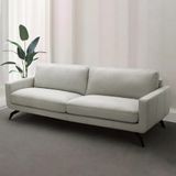 Sofá Decorativo Thalia 3 Lugares Sala De Estar 240cm Pés Em Aço Couro Off White G88 - Gran Belo