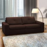 Sofá Decorativo Mendes 3 Lugares Sala De Estar 235cm Pés Em Madeira Couro Marrom Chocolate G88 - Gran Belo