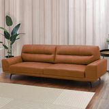 Sofá Decorativo Ashton 3 Lugares Sala De Estar 256cm Pés Em Aço Couro Conhaque G88 - Gran Belo