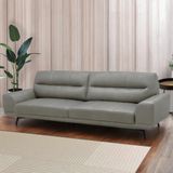 Sofá Decorativo Ashton 3 Lugares Sala De Estar 216cm Pés Em Aço Couro Grafite G88 - Gran Belo