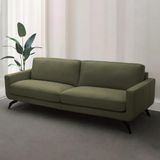 Sofá Decorativo Thalia 3 Lugares Sala De Estar 240cm Pés Em Aço Couro Fendi G88 - Gran Belo