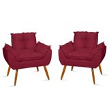Kit 02 Cadeiras Poltronas Opala Suede Promoção Black Marsala