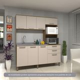 Cozinha Compacta 8 Portas E 2 Gavetas Luciane Móveis Carvalho Cinnamon