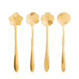 Conjunto De 4 Colheres Para Chá Wolff Flores Dourado De Aço Inox