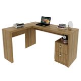 Escrivaninha/mesa Escritório De Canto Com 2 Gavetas Multimóveis Vcr25032 Amêndoa