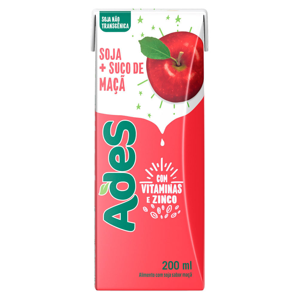 Bebida Á Base Soja Ades Sabor Maçã 200ml