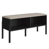 Banco Sapateira Estofada Para Quarto Pés Madeira Arlo A10 Nero/preto - Mpozenato