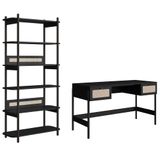 Mesa Escrivaninha E Estante Pés Madeira Arlo A10 Nero/preto - Mpozenato