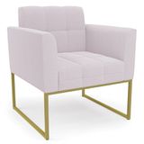 Poltrona Para Sala Base Industrial Dourado Ana Bouclé Rosê - Ibiza