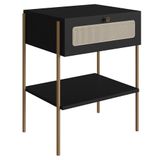 Mesa De Cabeceira Com 1 Gavetas Pé Metal Arlo A10 Nero/dourado - Mpozenato