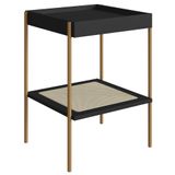 Mesa Lateral Com Prateleira Pé Metal Arlo A10 Nero/dourado - Mpozenato