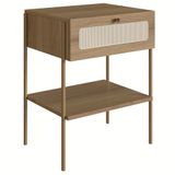 Mesa De Cabeceira Com 1 Gavetas Pé Metal Arlo A10 Hanover/dourado - Mpozenato
