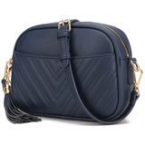 Bolsa Tiracolo Lola Mae Acolchoada Com Design Moderno Em Azul Marinho