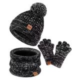 Chapéu De Inverno, Luvas, Conjunto De Cachecol Zuppad Para Crianças Black Mix