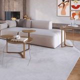 Kit Mesa Centro E Lateral Chanfrada Pes Metal Dourado Hanover Artesano